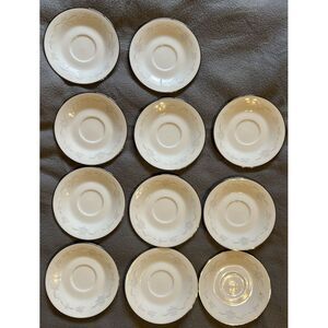 11 Noritake Casablanca 6842 5 7/8" Saucers Gray White Floral Sprays Platinum